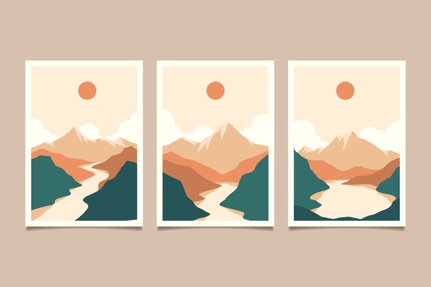 Vector gratuito tarjetas de colores apagados de diseño plano