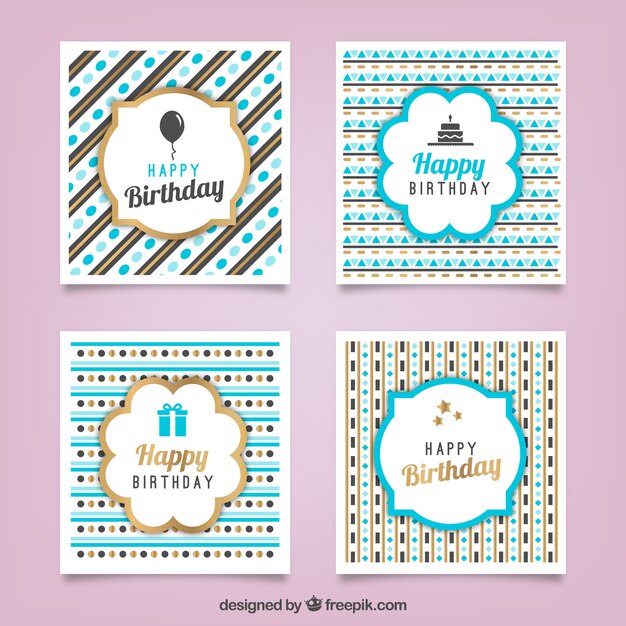 Tarjetas de cumpleaños abstractas bonitas dibujadas a mano