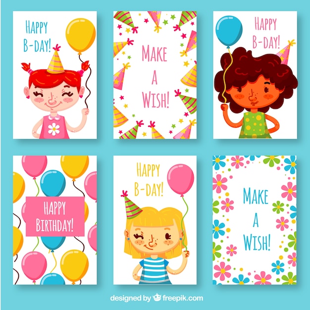 Vector gratuito tarjetas de cumpleaños bonitas