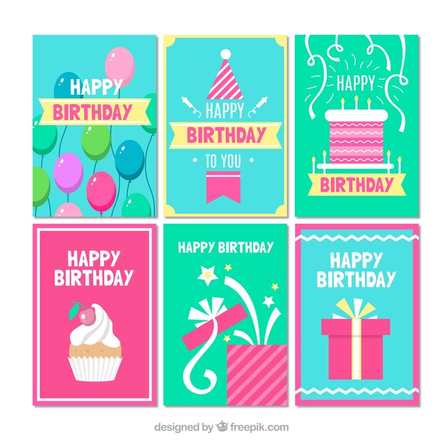 Tarjetas de cumpleaños coloridas 