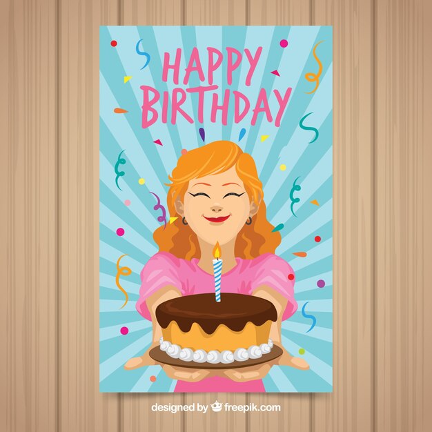 Tarjetas de cumpleaños en estilo plano