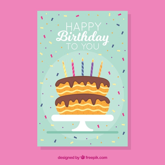 Tarjetas de cumpleaños en estilo plano