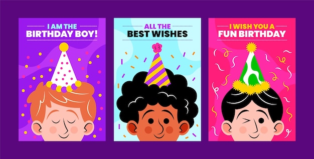 Vector gratuito tarjetas de cumpleaños hombre dibujadas a mano