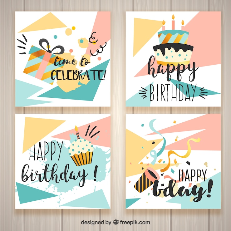 Vector gratuito tarjetas de cumpleaños modernos