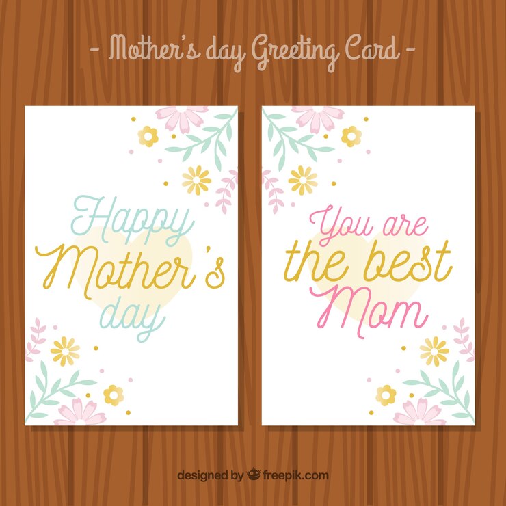 Vector gratuito tarjetas del día de la madre con flores 