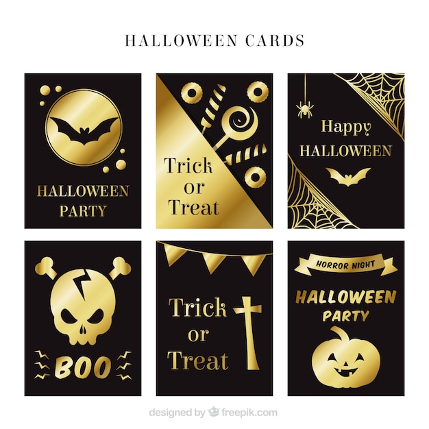 Tarjetas doradas de halloween