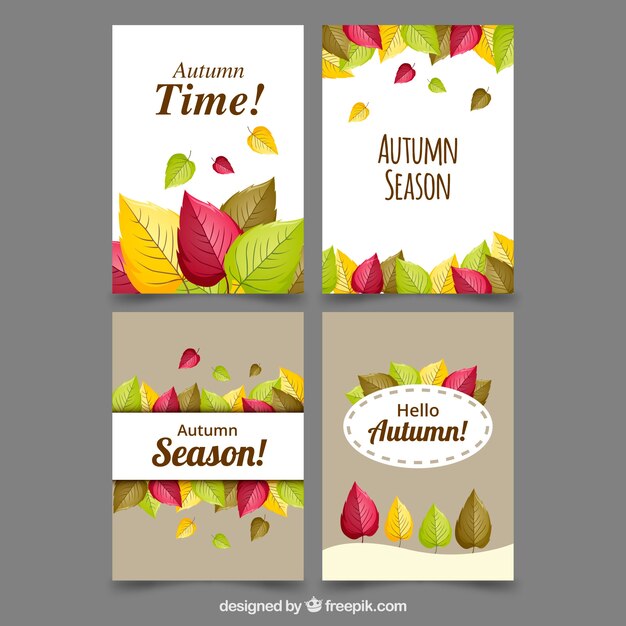 Tarjetas con estilo de tiempo de otoño