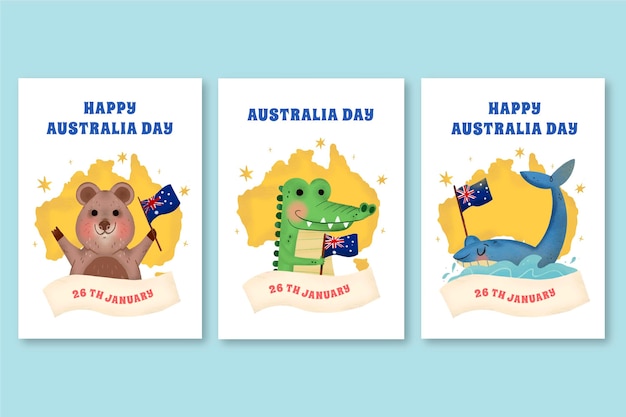 Vector gratuito tarjetas de felicitación del día de australia