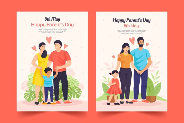Tarjetas de felicitación planas para la celebración del día de los padres coreanos
