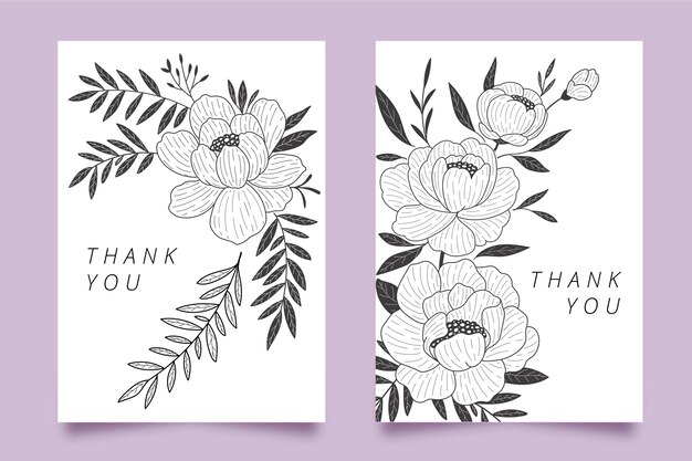 Tarjetas florales dibujadas a mano
