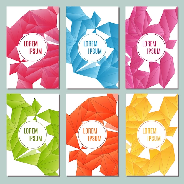Tarjetas de folleto moderno con ilustración triangular s.