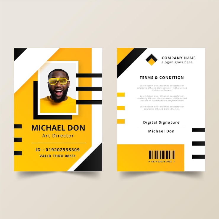 Tarjetas de identificación creativas con foto