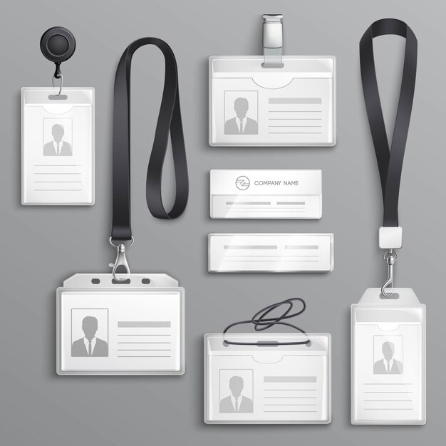 Tarjetas de identificación Insignias Conjunto de muestras