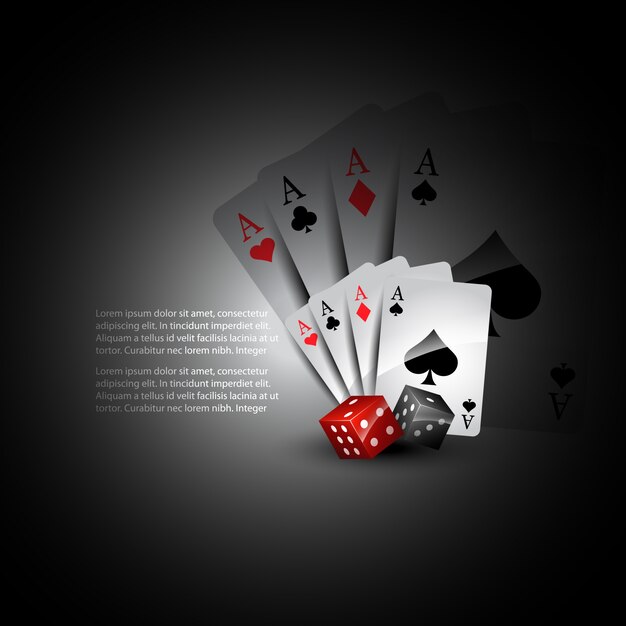 Tarjetas de juego y dados 3d