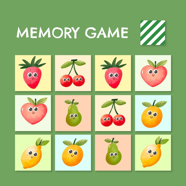 Vector gratuito tarjetas de juego de memoria de acuarela