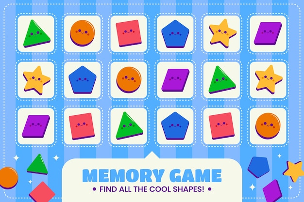 Tarjetas de juego de memoria dibujadas a mano