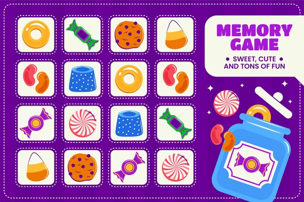 Tarjetas de juego de memoria dibujadas a mano