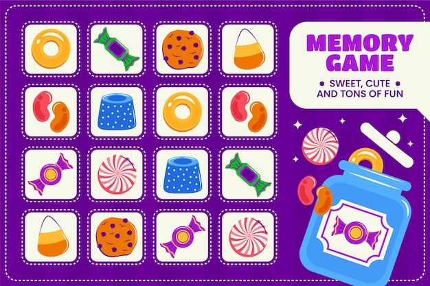 Tarjetas de juego de memoria dibujadas a mano