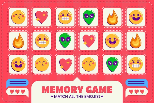 Tarjetas de juego de memoria dibujadas a mano