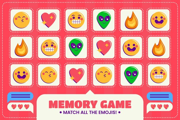 Tarjetas de juego de memoria dibujadas a mano