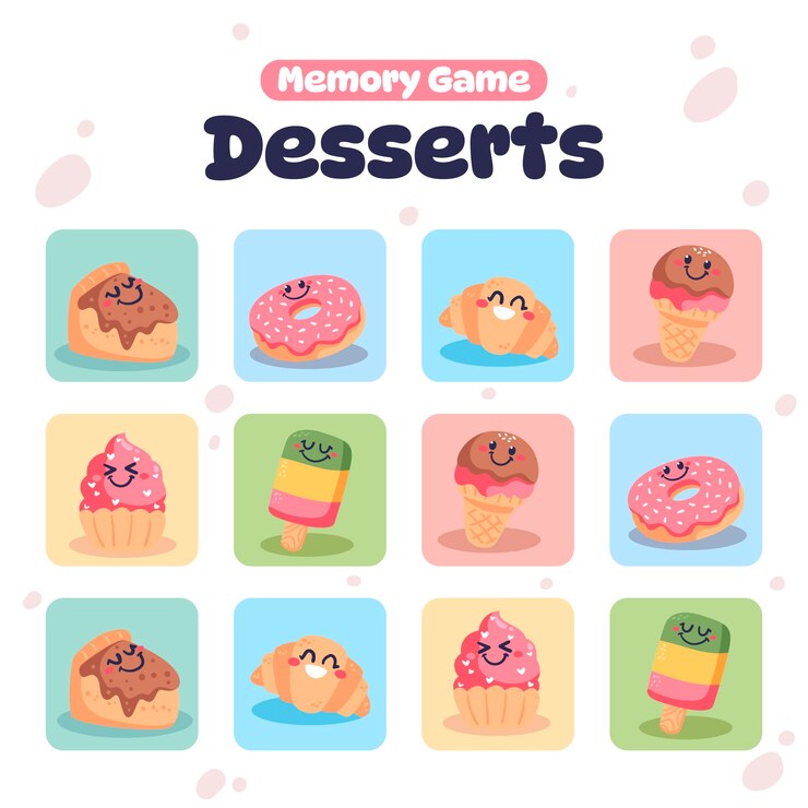 Vector gratuito tarjetas de juego de memoria dibujadas a mano