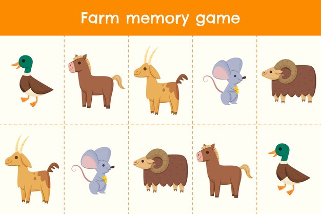 Tarjetas de juego de memoria dibujadas a mano