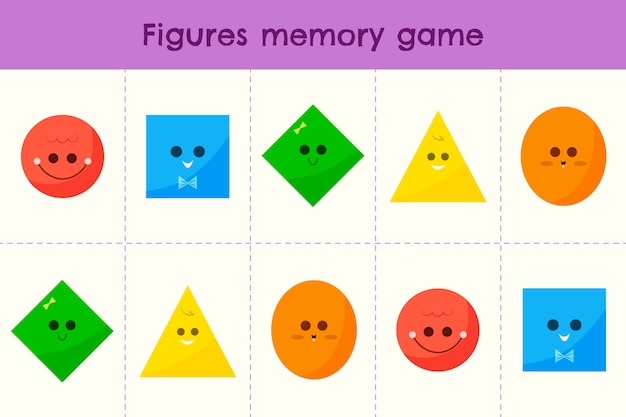 Tarjetas de juego de memoria dibujadas a mano
