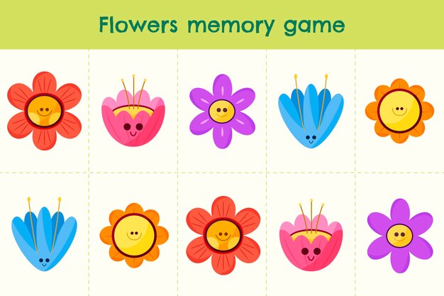 Tarjetas de juego de memoria dibujadas a mano