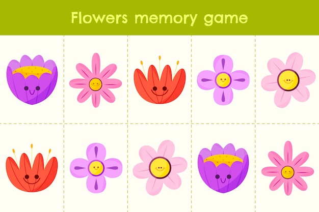 Tarjetas de juego de memoria dibujadas a mano