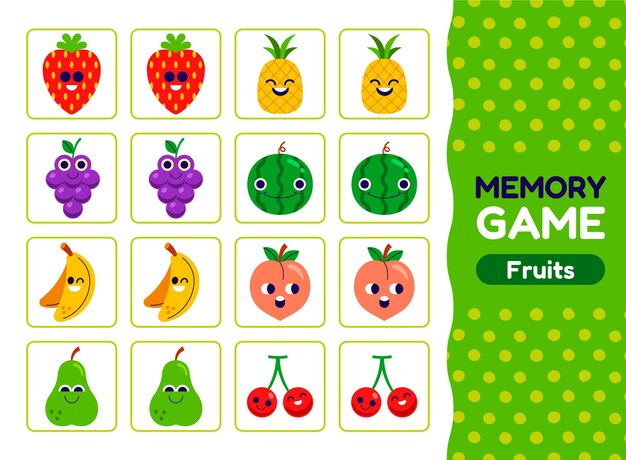 Tarjetas de juego de memoria dibujadas a mano