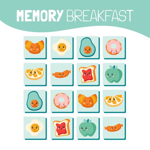 Tarjetas de juego de memoria de diseño plano