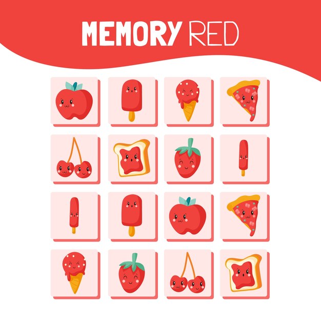 Tarjetas de juego de memoria de diseño plano