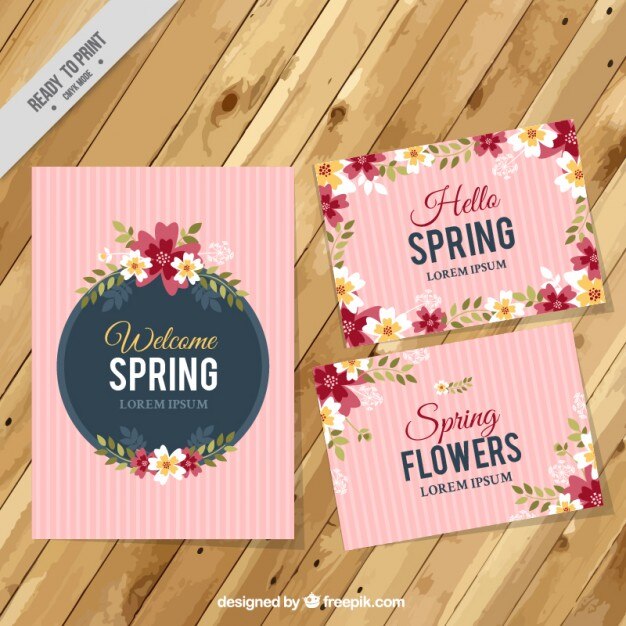 tarjetas lindas de primavera conjunto vendimia