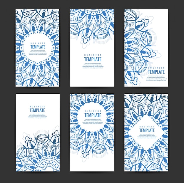 Tarjetas de mandalas azules