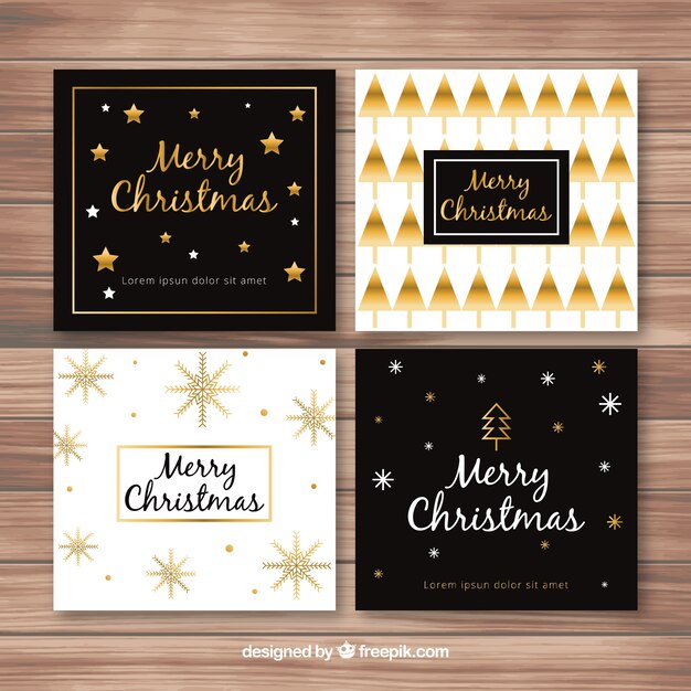 Tarjetas de navidad con estilo dorado