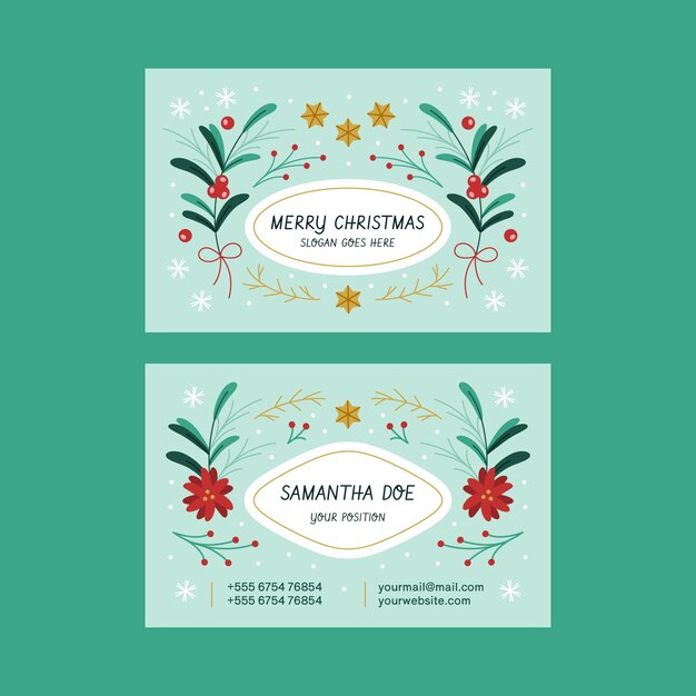Tarjetas de navidad de negocios planas dibujadas a mano