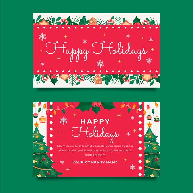Tarjetas de navidad de negocios planas dibujadas a mano