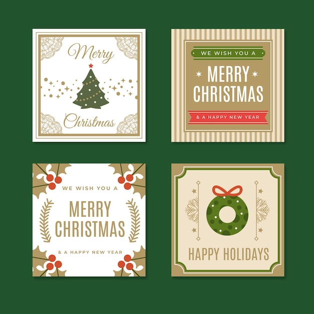 Vector gratuito tarjetas de navidad vintage