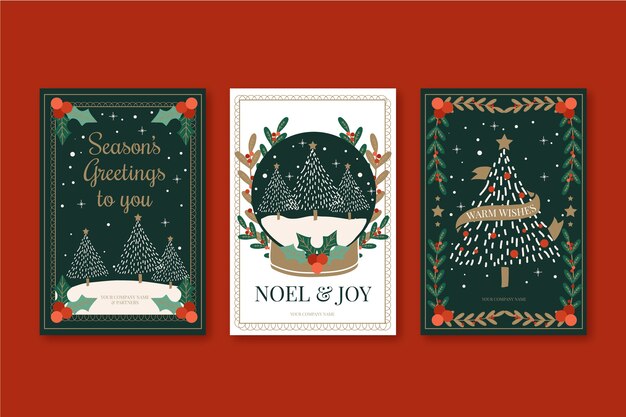 Tarjetas navideñas de empresa dibujadas a mano