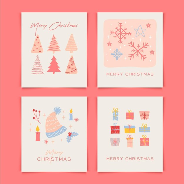 Tarjetas navideñas orgánicas dibujadas a mano