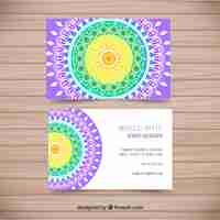 Vector gratuito tarjetas de negocios con mandala colorido