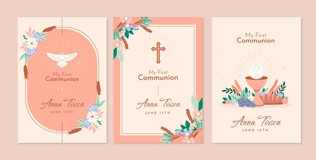 Tarjetas de primera comunión dibujadas a mano