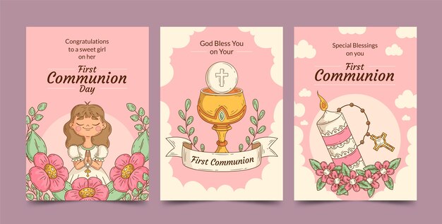 Tarjetas de primera comunión dibujadas a mano