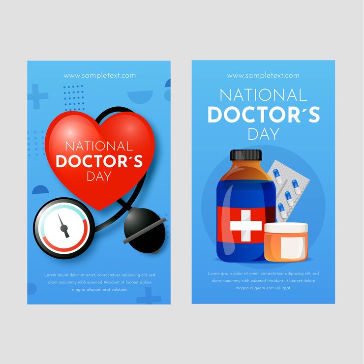 Vector gratuito tarjetas realistas del día nacional del médico.
