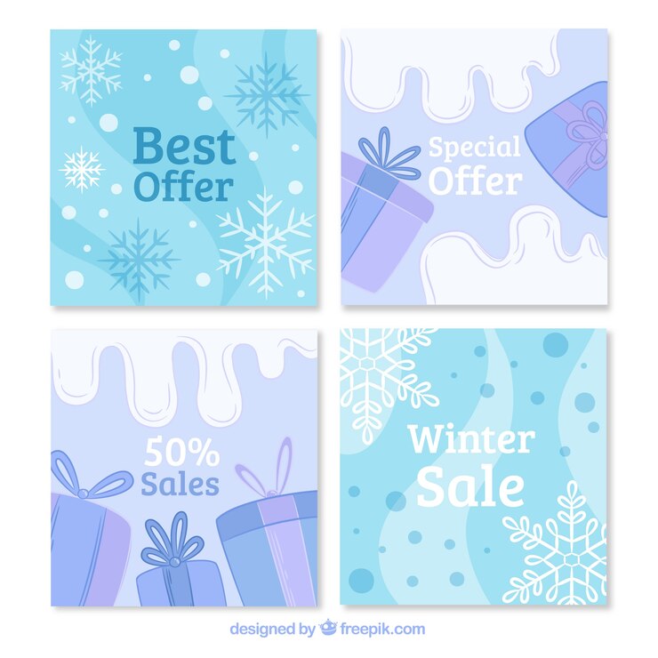 Vector gratuito tarjetas de rebajas de invierno