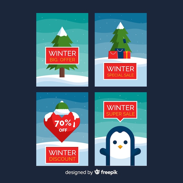 Tarjetas de rebajas de invierno