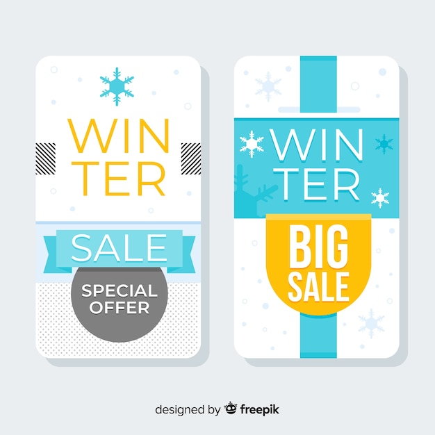 Vector gratuito tarjetas de rebajas de invierno