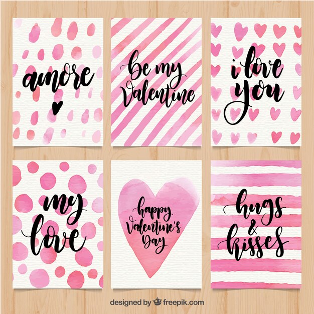 Tarjetas de san valentín en acuarela
