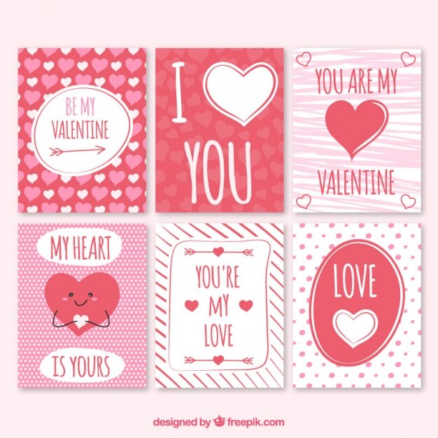 Tarjetas de san valentín bonitas blancas y rojas
