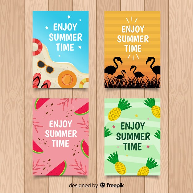 Tarjetas de verano dibujados a mano